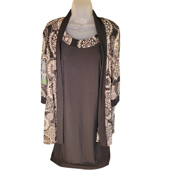 R&M Richards Dresses & Skirts - R&M Richards Sleeveless Dress Blk/Wht Lace Jacket Sz 12 NWT